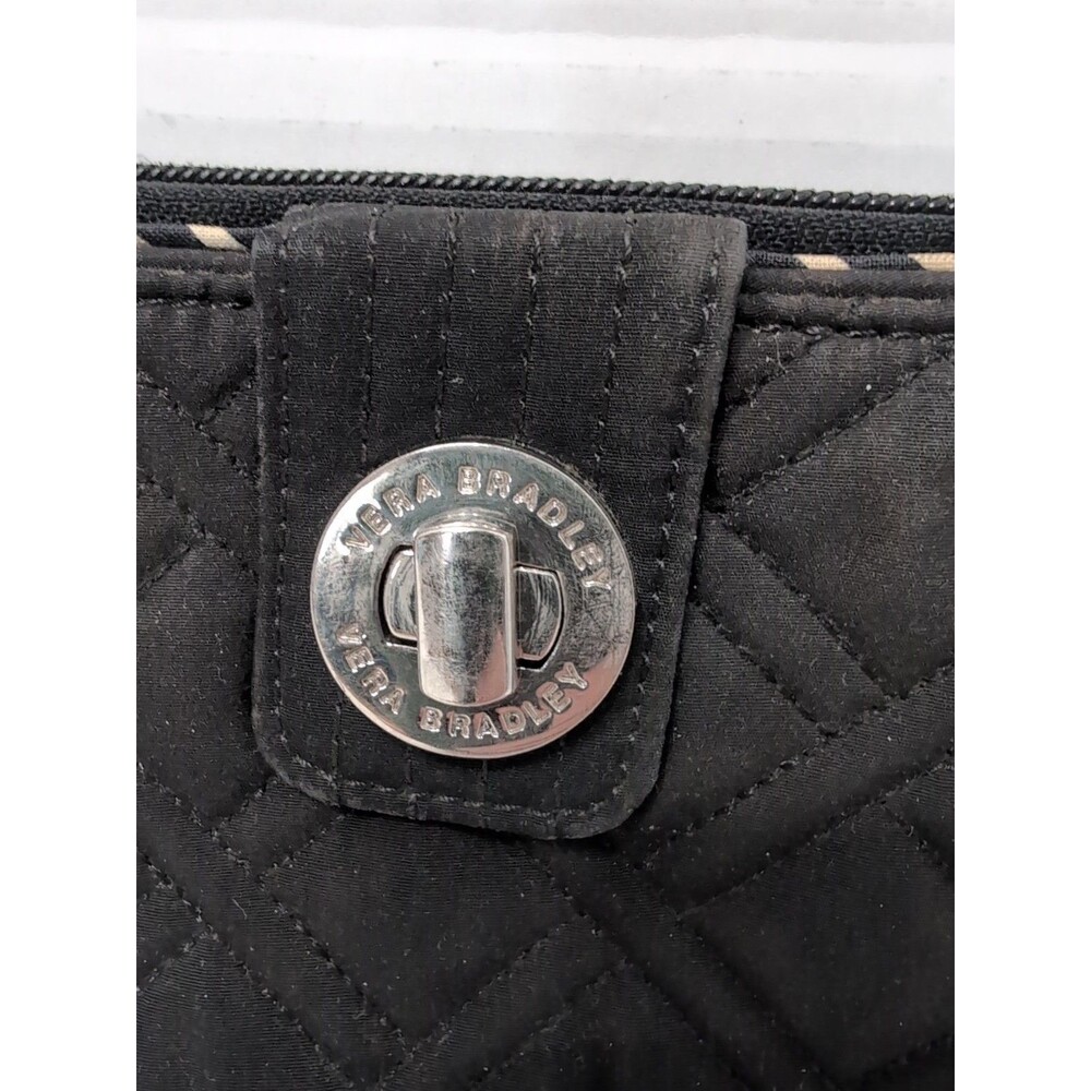 VERA BRADLEY Zip around Turnlock WALLET RFID Credit Cards Cash ID BLACK